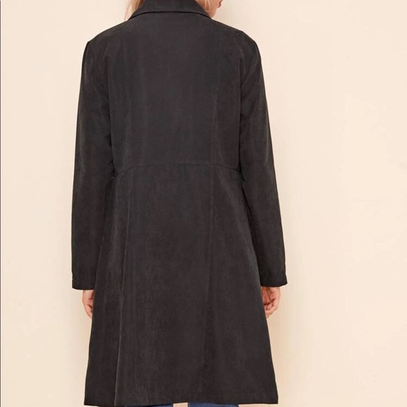 Classic black trenchcoat midi jacket fall preppy - Picture 5 of 5